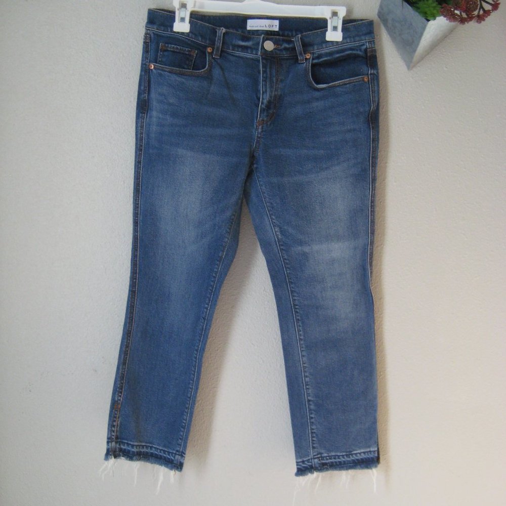 LOFT Distressed Modern Straight Jeans